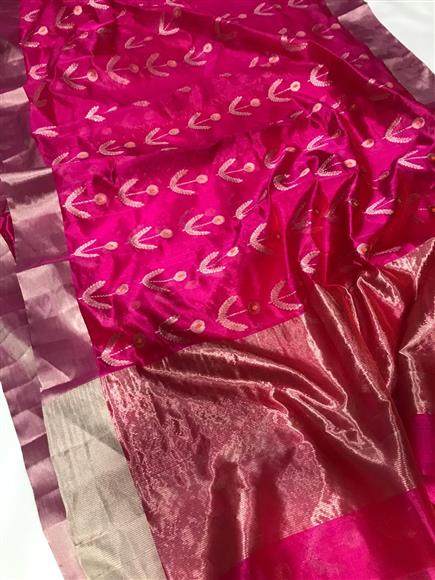 Red Chanderi Katan Silk Saree